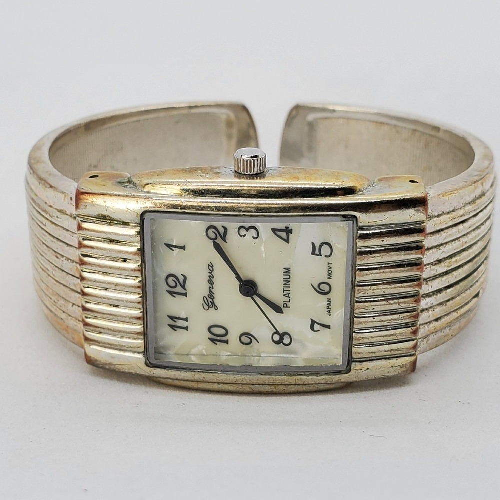 Geneva Women's Watch 26MM Case Multicolor Hinge Cuff 5.5" Wrist New Battery